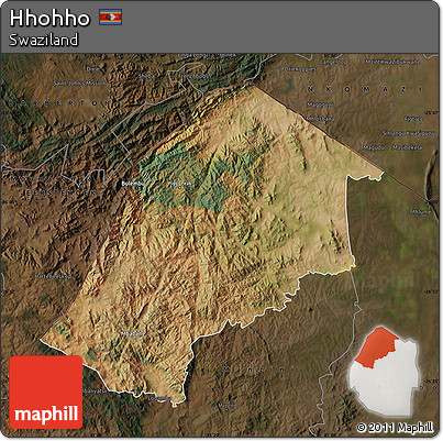 Satellite Map of Hhohho, darken