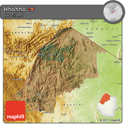 Satellite Map of Hhohho, physical outside