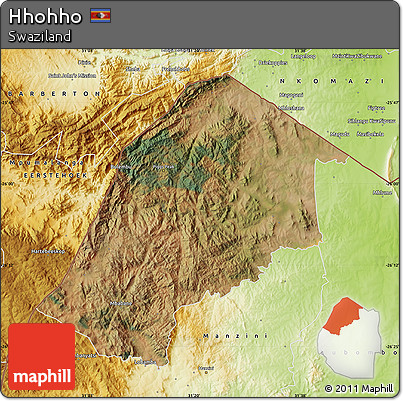 Satellite Map of Hhohho, physical outside