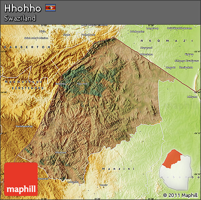 Satellite Map of Hhohho, physical outside