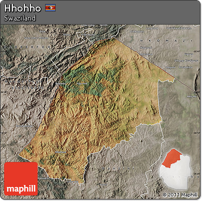 Satellite Map of Hhohho, semi-desaturated