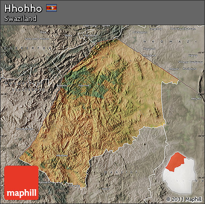 Satellite Map of Hhohho, semi-desaturated