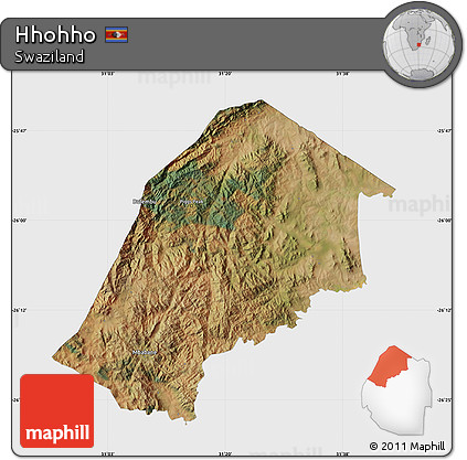 Satellite Map of Hhohho, single color outside