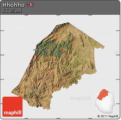Satellite Map of Hhohho, single color outside