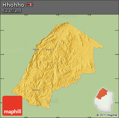 Savanna Style Map of Hhohho, single color outside