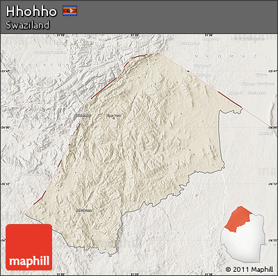 Shaded Relief Map of Hhohho, lighten