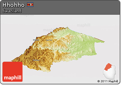 Physical Panoramic Map of Hhohho, cropped outside