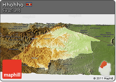 Physical Panoramic Map of Hhohho, darken