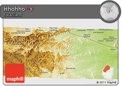 Physical Panoramic Map of Hhohho