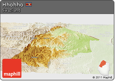 Physical Panoramic Map of Hhohho, lighten