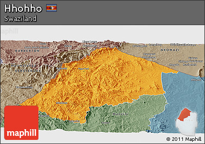 Political Panoramic Map of Hhohho, semi-desaturated
