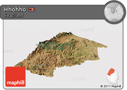 Satellite Panoramic Map of Hhohho, cropped outside