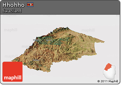 Satellite Panoramic Map of Hhohho, cropped outside