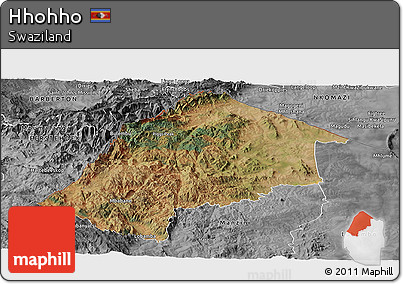 Satellite Panoramic Map of Hhohho, desaturated