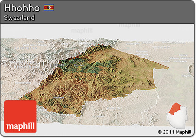 Satellite Panoramic Map of Hhohho, lighten