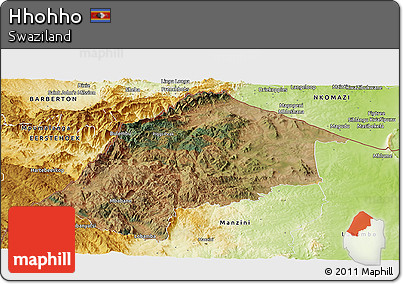 Satellite Panoramic Map of Hhohho, physical outside