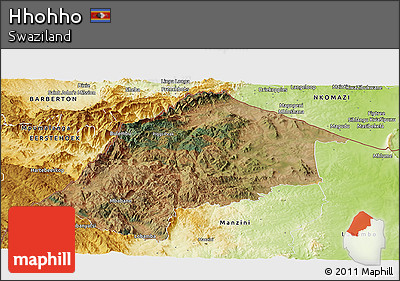 Satellite Panoramic Map of Hhohho, physical outside