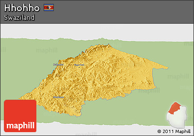 Savanna Style Panoramic Map of Hhohho, single color outside