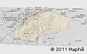 Shaded Relief Panoramic Map of Hhohho, desaturated