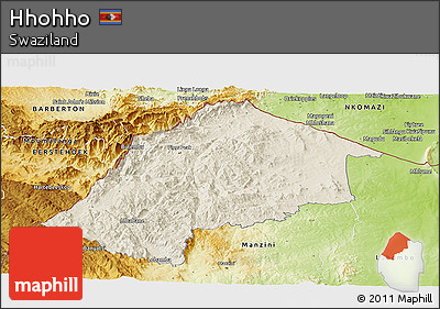 Shaded Relief Panoramic Map of Hhohho, physical outside
