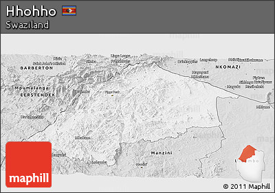 Silver Style Panoramic Map of Hhohho