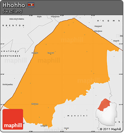 Political Simple Map of Hhohho, single color outside, borders and labels