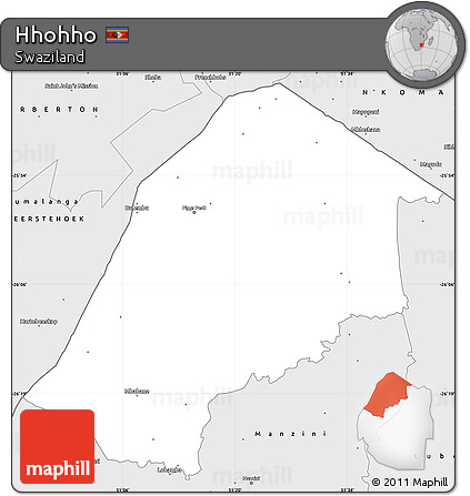 Silver Style Simple Map of Hhohho