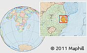Political Location Map of Swaziland, lighten, land only