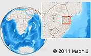 Shaded Relief Location Map of Swaziland, lighten, land only