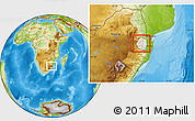 Shaded Relief Location Map of Swaziland, physical outside