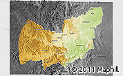 Physical 3D Map of Manzini, darken, desaturated
