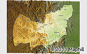 Physical 3D Map of Manzini, darken