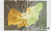Physical 3D Map of Manzini, darken, semi-desaturated