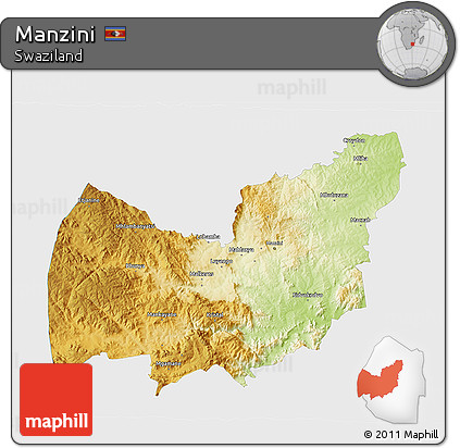 Physical 3D Map of Manzini, single color outside