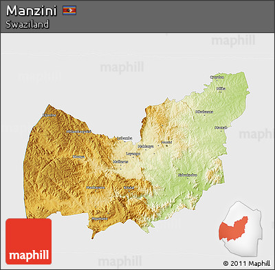 Physical 3D Map of Manzini, single color outside