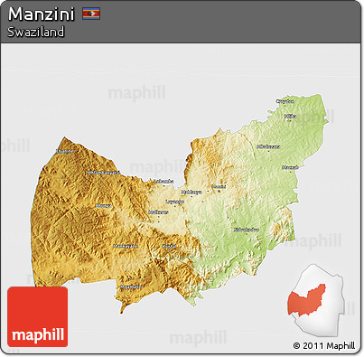 Physical 3D Map of Manzini, single color outside