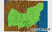Political 3D Map of Manzini, darken