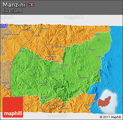 Political 3D Map of Manzini