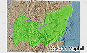 Political 3D Map of Manzini, semi-desaturated