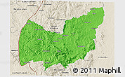 Political 3D Map of Manzini, shaded relief outside