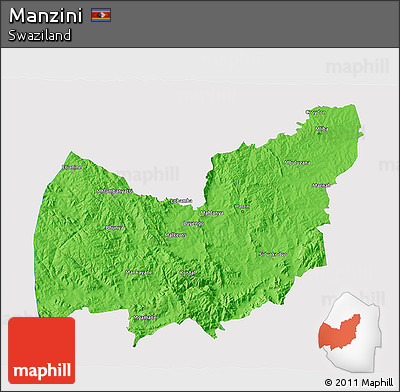 Political 3D Map of Manzini, single color outside