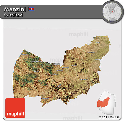Satellite 3D Map of Manzini, cropped outside