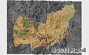 Satellite 3D Map of Manzini, darken, desaturated