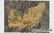 Satellite 3D Map of Manzini, darken, semi-desaturated