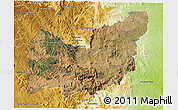 Satellite 3D Map of Manzini, physical outside