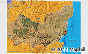 Satellite 3D Map of Manzini, political outside