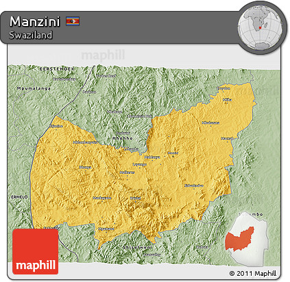 Savanna Style 3D Map of Manzini