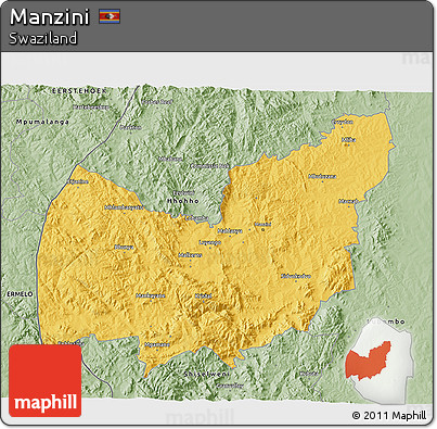 Savanna Style 3D Map of Manzini