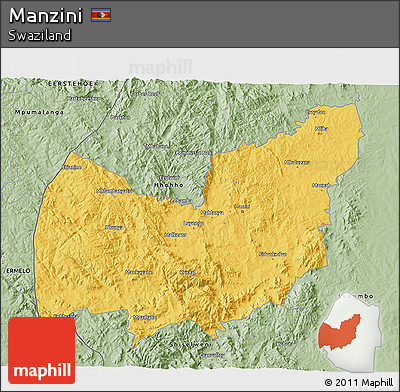 Savanna Style 3D Map of Manzini