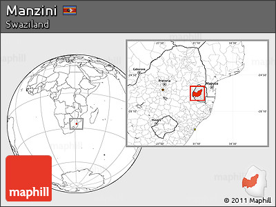 Blank Location Map of Manzini, highlighted country